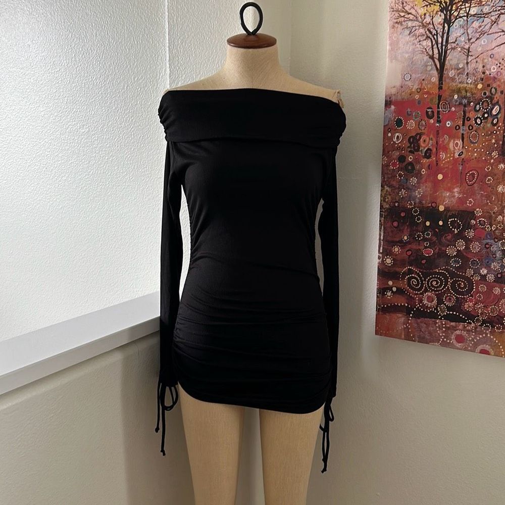 Monrow NWOT Off Shoulder Mini Dress Black Size S